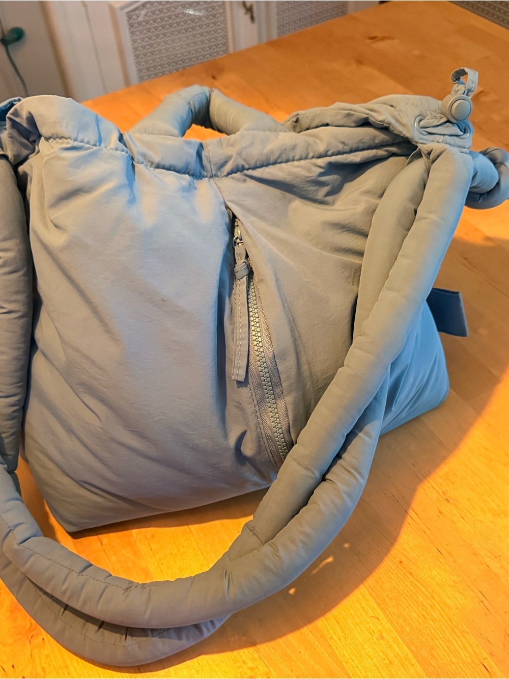 Ona Olend Puffy Quilted Shoulder Bag in Light Blue